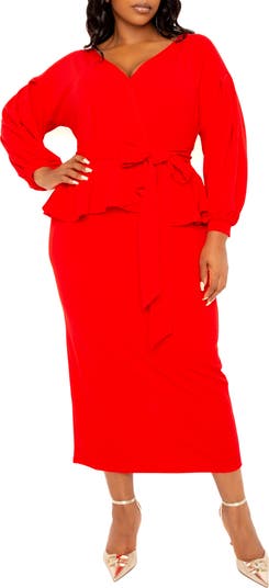 Belted peplum dress hot sale