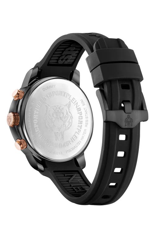 Philipp Plein Sport Camo Dial Three-hand Quartz Silicone Strap Watch, 43mm In Black Black