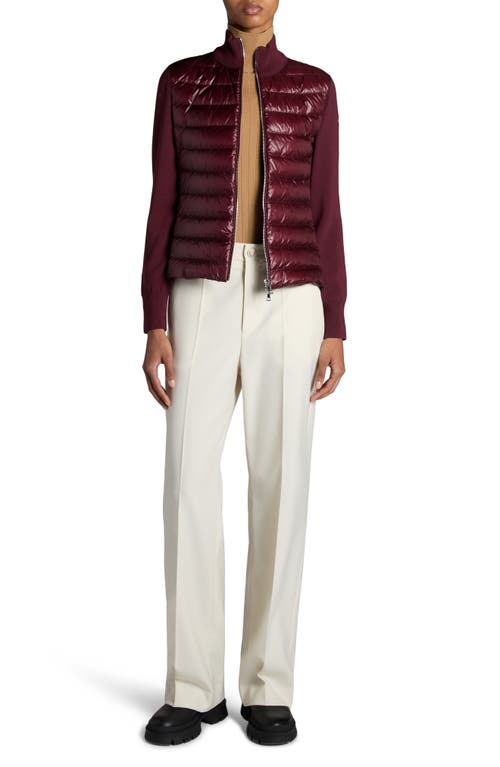 Moncler Quilted Shell And Wool Jacket In Burgundy