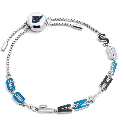 BaubleBar Silver Carolina Panthers Slogan Pull-Tie Bracelet