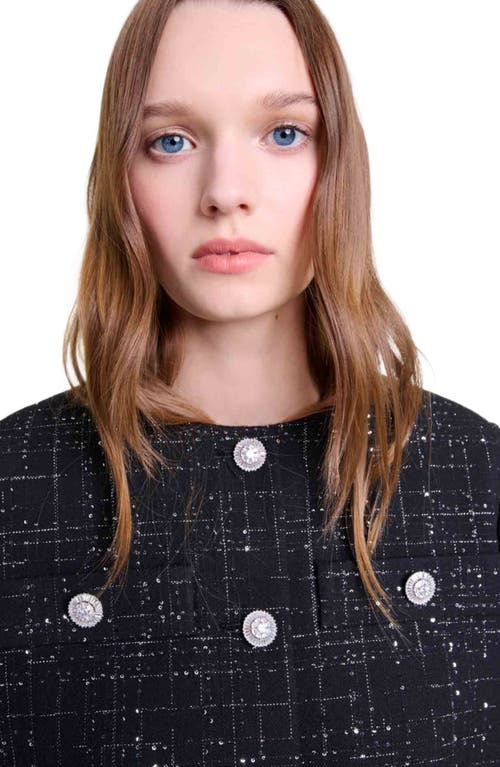 Shop Maje Short Tweed Jacket In Black