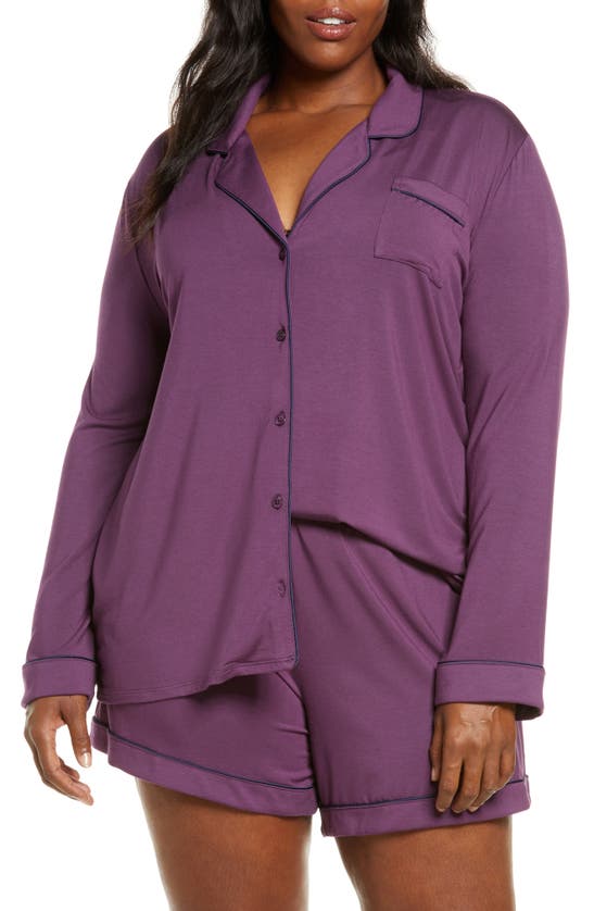 Nordstrom Moonlight Eco Long Sleeve Stretch Modal Short Pajamas In Purple Depth