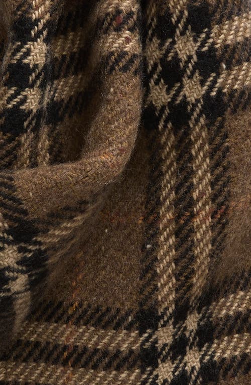 Shop Burberry Check & Herringbone Reversible Cashmere & Wool Fringe Scarf In Shrew