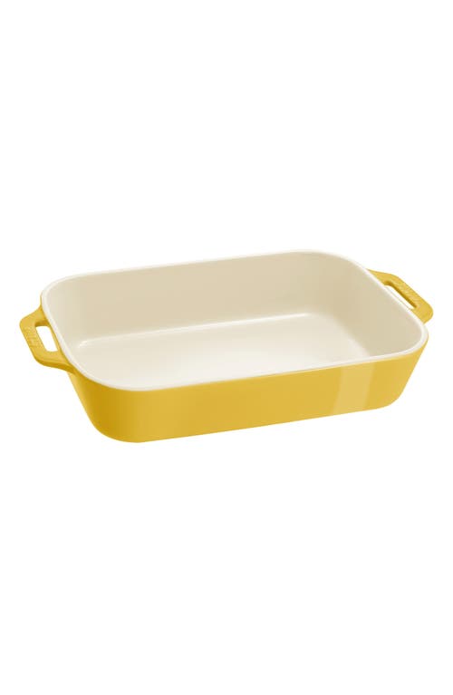 Staub Ceramic 3 Piece Rectangular Baking Dish Set In Citron