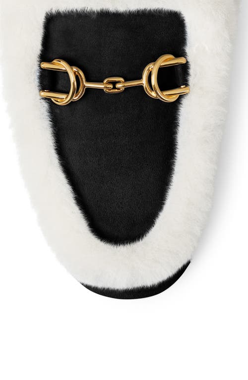 Stuart Weitzman Owen Buckle Cozy Genuine Shearling Lined Slipper In Black/cream