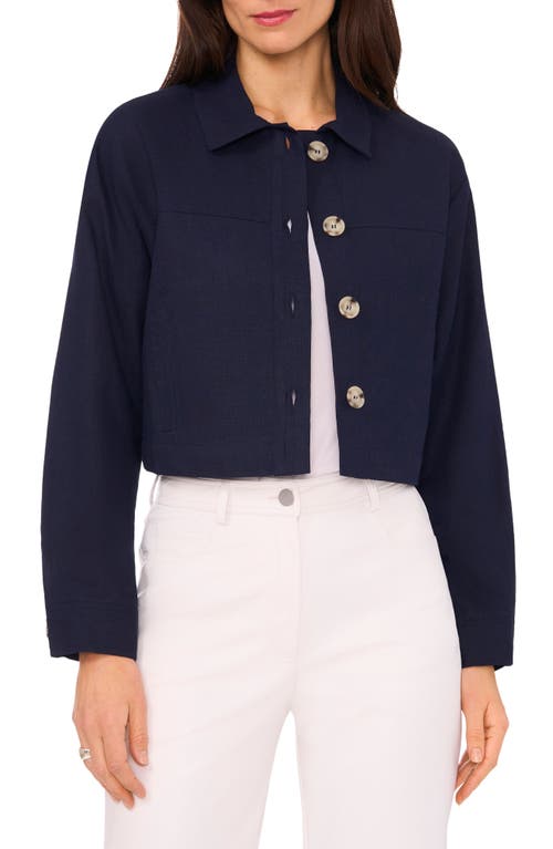 Halogenr Halogen(r) Crop Linen Blend Jacket In Blue