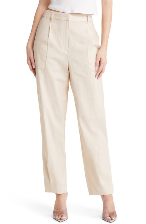 Open Edit Relaxed Fit Linen Blend Pants in Beige Oatmeal at Nordstrom, Size Small