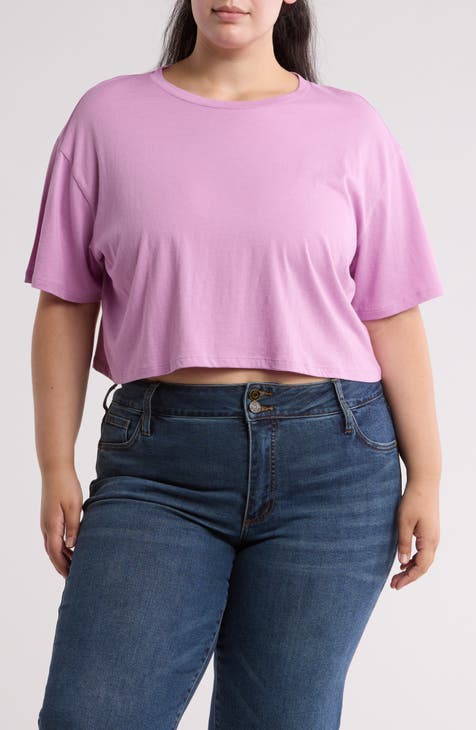 Boxy Cotton & Modal Crop T-Shirt (Plus)