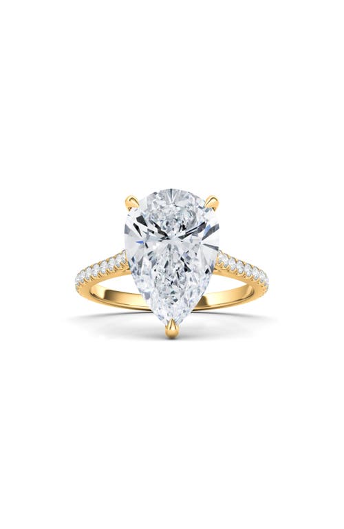 Pear Cut & Pavé Lab Created Diamond 18K Gold Ring in 18K Yellow Gold