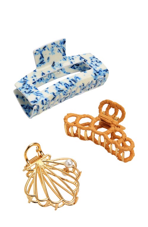 3-Pack Assorted Claw Clips in Gold- Blue Multi