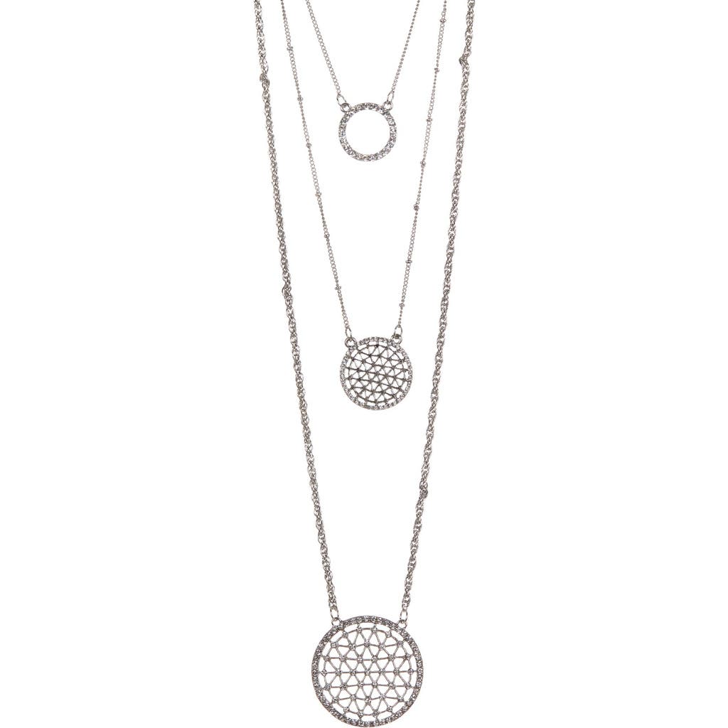 Shop Olivia Welles Gleaming Layers Crystal Necklace In Silver/clear