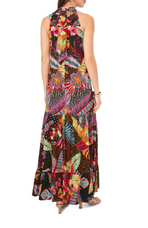 Shop Vince Camuto Oscar Floral Print Tiered Maxi Dress In Rich Black