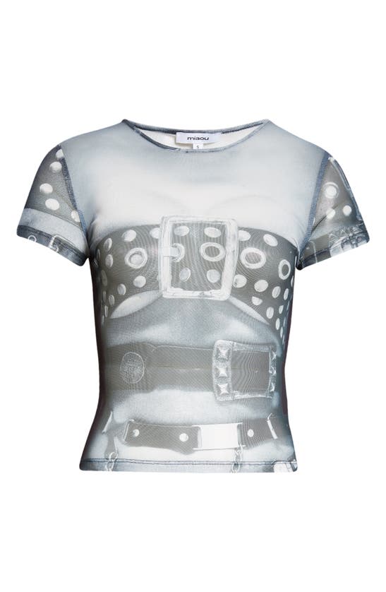 Shop Miaou Print Sheer Mesh Mini T-shirt In Belt Print
