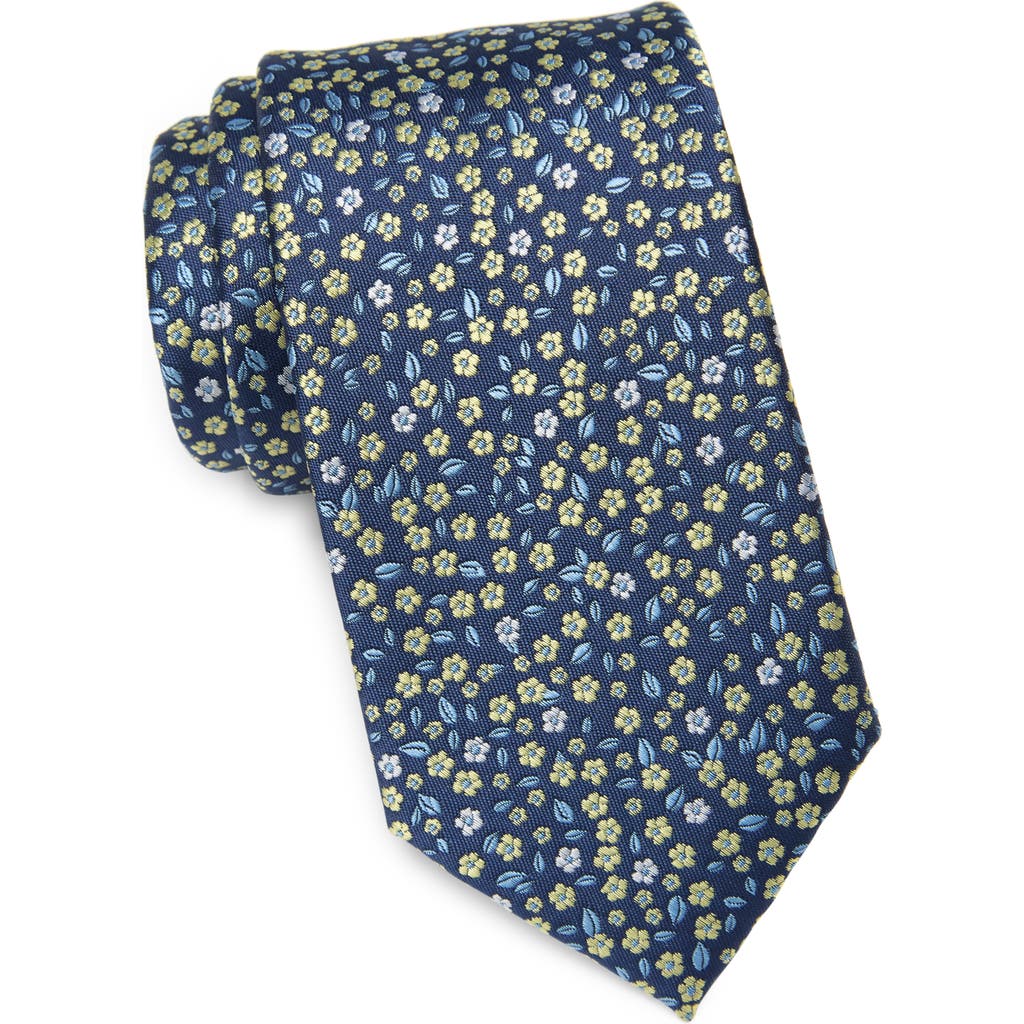 Shop Tommy Hilfiger Botanical Tie In Navy/yellow