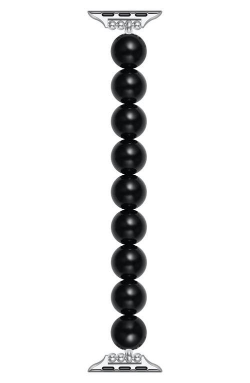 The Posh Tech Violet Imitation Pearl Apple Watch® Bracelet Watchband In Black