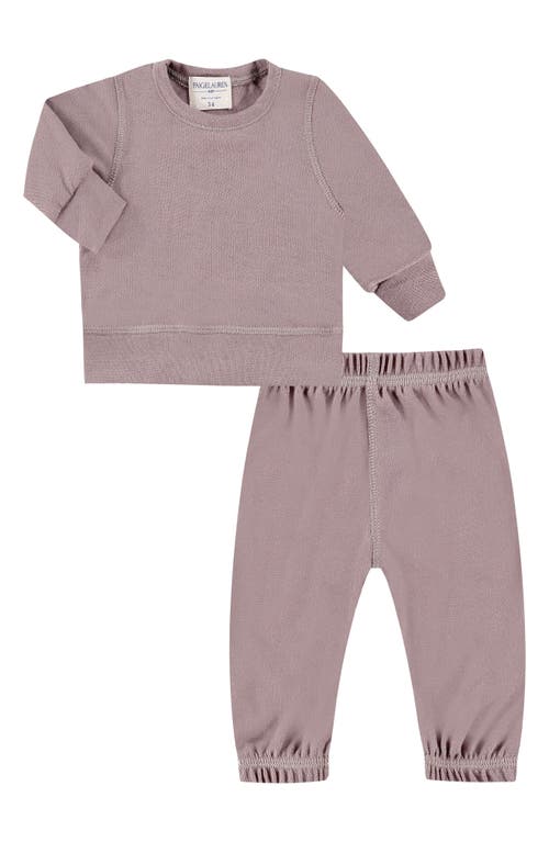 PAIGELAUREN Hacci Long Sleeve Top & Pants Lounge Set in Taupe 