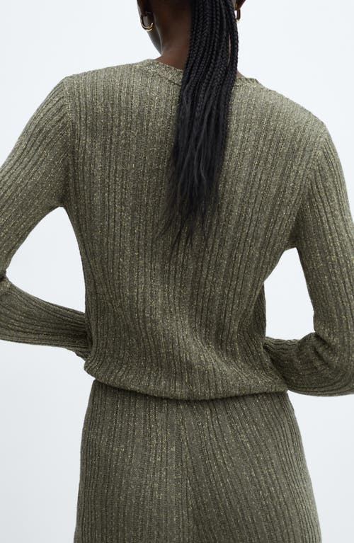 Mango Perkins Metallic Sweater In Khaki Green