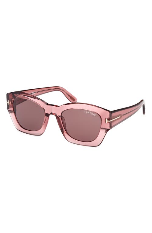Shop Tom Ford Guilliana 52mm Geometric Sunglasses In Shiny Pink/brown