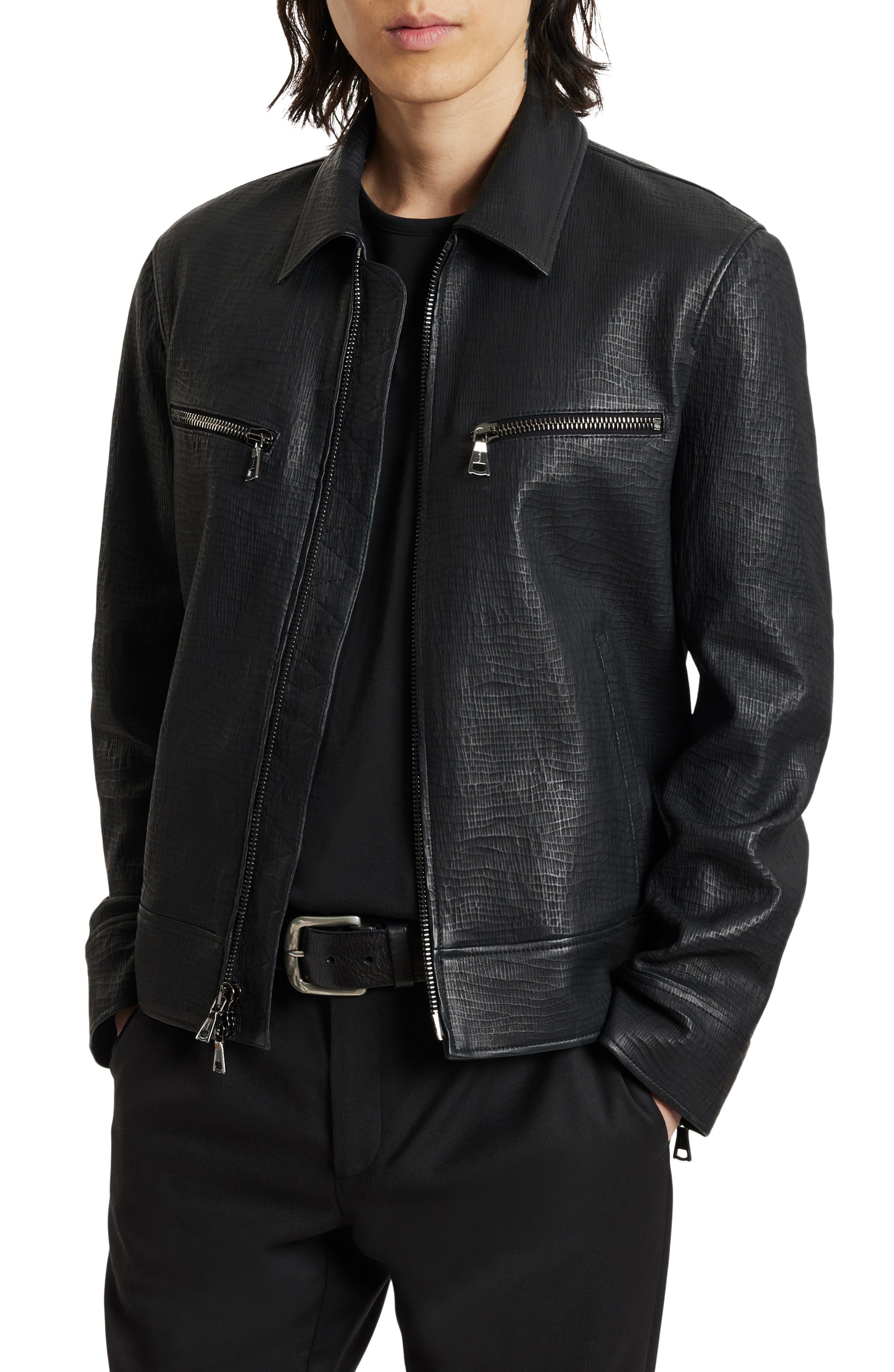 John Varvatos Men's Leather Jacket On Sale | Bellvalefarms.com