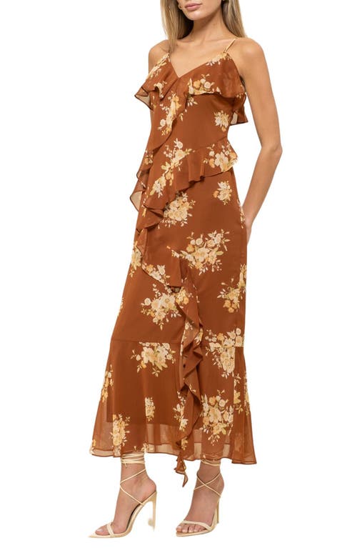 BLU PEPPER BLU PEPPER FLORAL RUFFLE MIDI DRESS