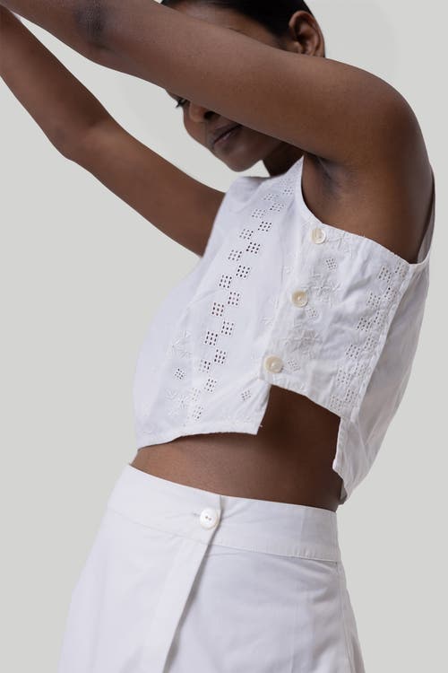 Reistor Boxy Crop Top In Coconut White