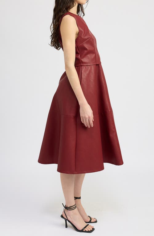 Shop En Saison Campbell Midi Faux Leather Dress In Dark Rose