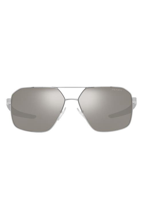Prada Linea Rossa 60mm Irregular Sunglasses in Silver at Nordstrom