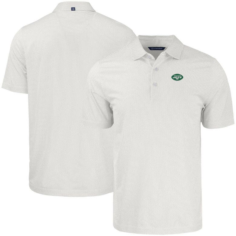 Shop Cutter & Buck White New York Jets  Pike Eco Symmetry Print Stretch Recycled Polo