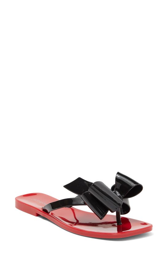 Jeffrey Campbell Sugary Flip Flop In Red Shiny Black Shiny