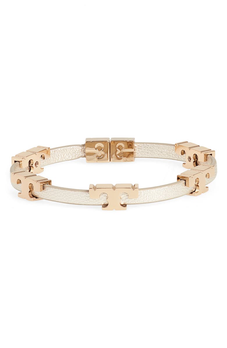 TORY BURCH Serif T Stackable Bracelet, Main, color, TORY GOLD METALLIC