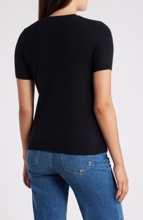 Shop Caslonr Caslon(r) Short Sleeve Wool & Cashmere Sweater In Black Rock