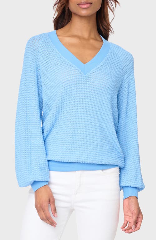 Courtside Open Stitch Sweater in Cornflower Blue