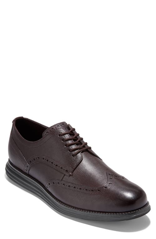 Shop Cole Haan Original Grand Wingtip Derby In Dark Chocolate/charcoal