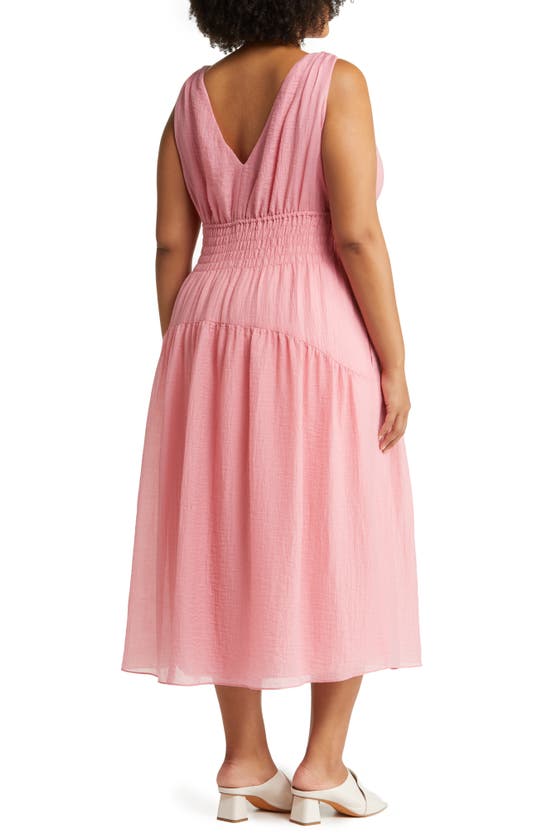 Vince Smocked Tiered Midi Dress In Rosetta