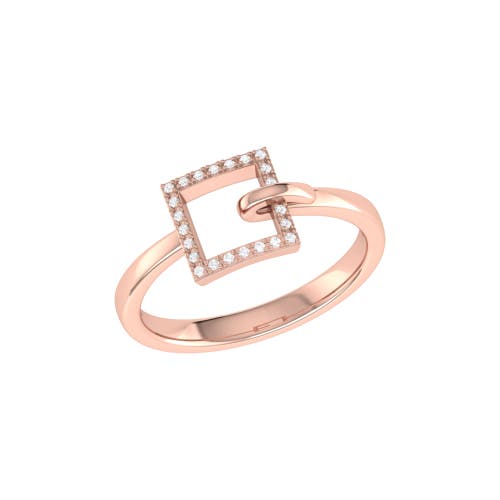 Shop Luvmyjewelry On The Block Square Sterling Silver Diamond Ring In 14kt Rose Gold Vermeil