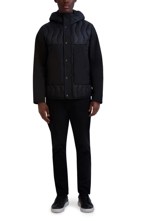 KARL LAGERFELD KARL LAGERFELD PARIS MIXED MEDIA HOODIE JACKET