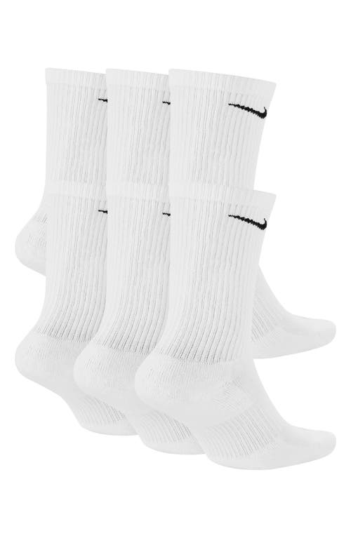 Shop Nike Kids' 6-pack Crew Socks In White/black