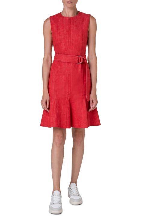 Akris Punto Crew Neck Midi Length Dress - Red Dresses, Clothing - WAK125032