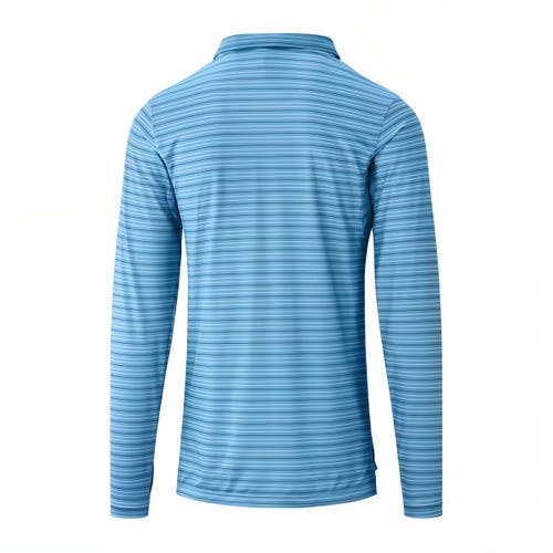 Shop Uv Skinz Long Sleeve Performance Polo In Lagoon Eagle Stripe