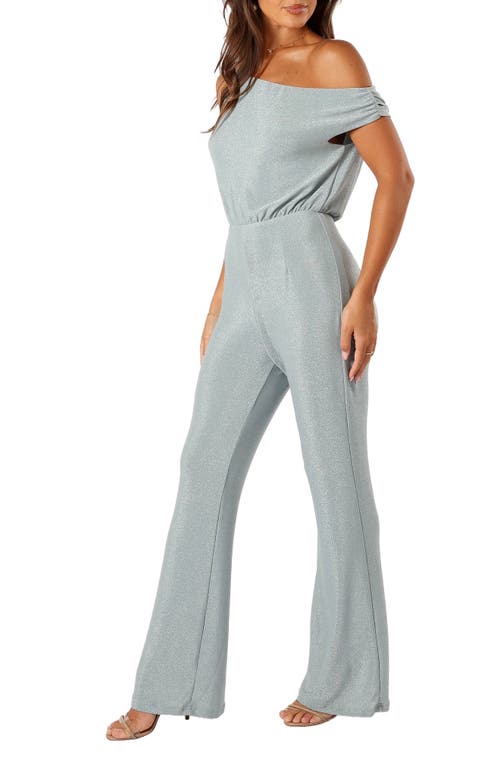 Petal And Pup Petal & Pup Heather Sparkle One-shoulder Jumpsuit In Silver