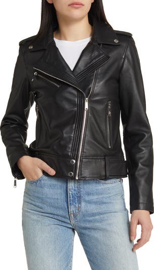 Lambskin leather sales moto jacket