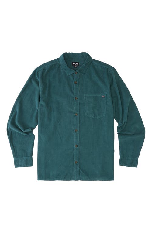 Billabong Bowie Cotton Corduroy Button-Up Shirt in Cypress