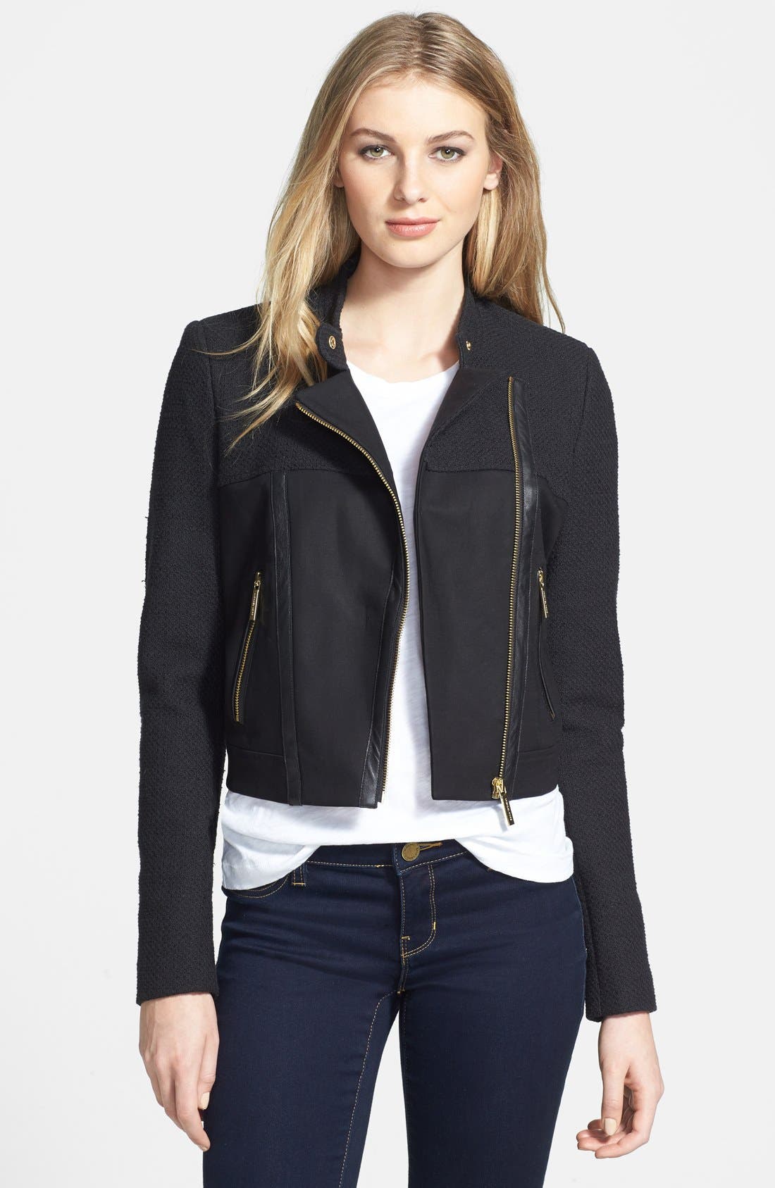 MICHAEL Michael Kors Mixed Media Moto Jacket Nordstrom