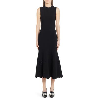 Alexander Mcqueen Cutout Scallop Hem Midi Sweater Dress, Black