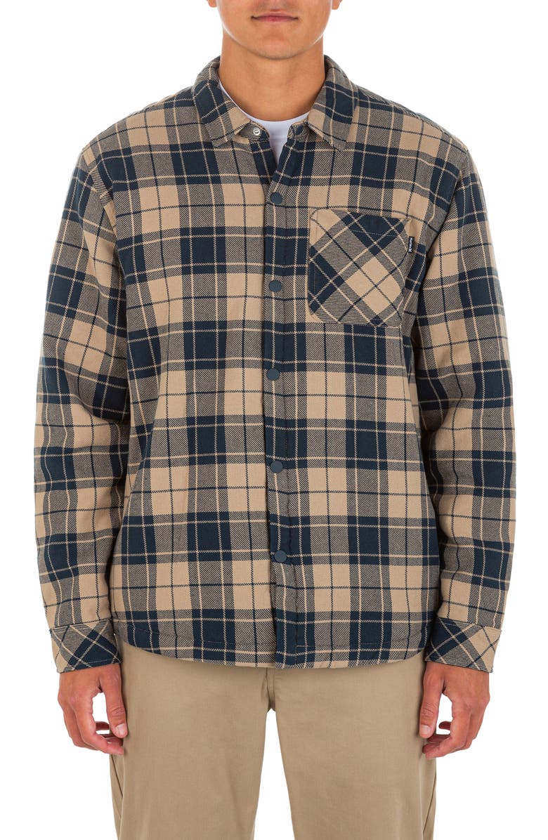 Hurley Santa Cruz Plaid Fleece Lined Snap-Up Shirt | Nordstrom