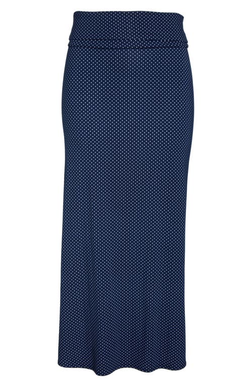 Loveappella Roll Top Maxi Skirt In Navy/ivory