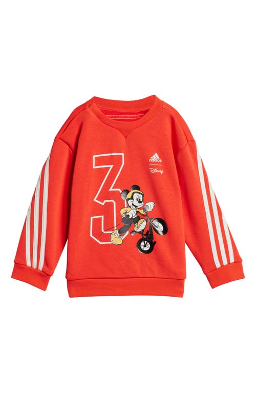 Shop Adidas Originals Adidas Kids' Disney® Mickey Mouse Cotton Graphic Sweatshirt & Joggers Set In Red/white/semi Spark