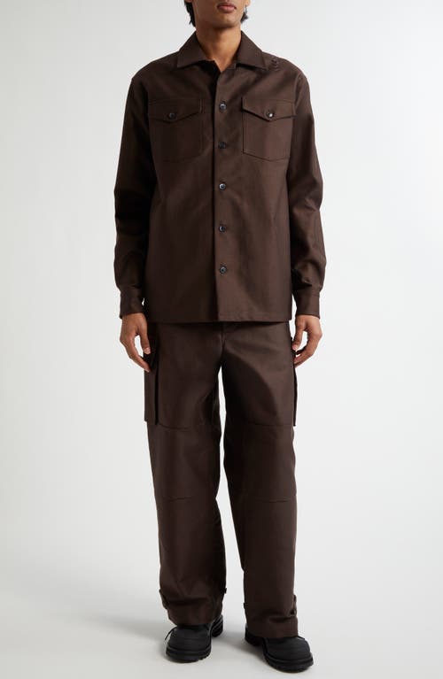 Marni Organic Cotton Moleskin Cargo Pants In Chocolate