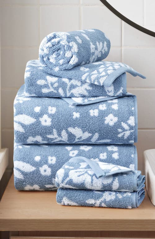 Lucky Brand Folk Floral 6-piece Assorted Towels In Dusty Blue