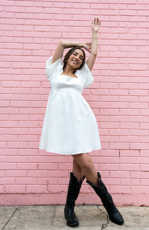 Bp. Puff Sleeve Minidress In Black Night